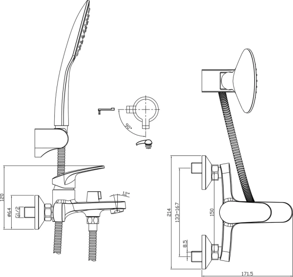 Смеситель для ванны Rossinka (RS45-30)